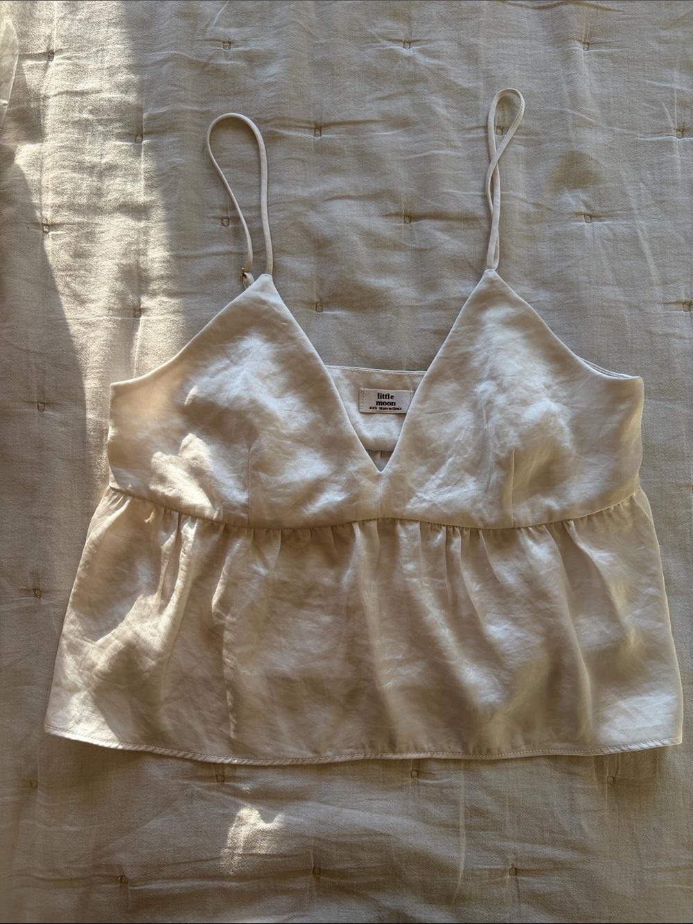 White V-Neck Spaghetti Strap Tank Crop